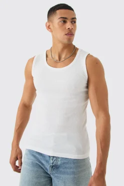 Slim Fit Ribbed Vest | BoohooMAN UK
