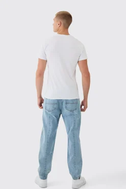 Slim Fit Ripped Carpenter Panelled Jeans | BoohooMAN UK