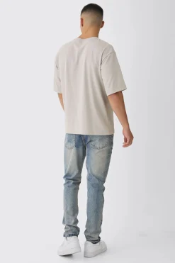 Slim Fit Ripped Stitch Detail Jeans | BoohooMAN UK
