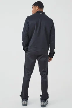 Slim Fit Satin Split Hem Tape Trouser | BoohooMAN UK