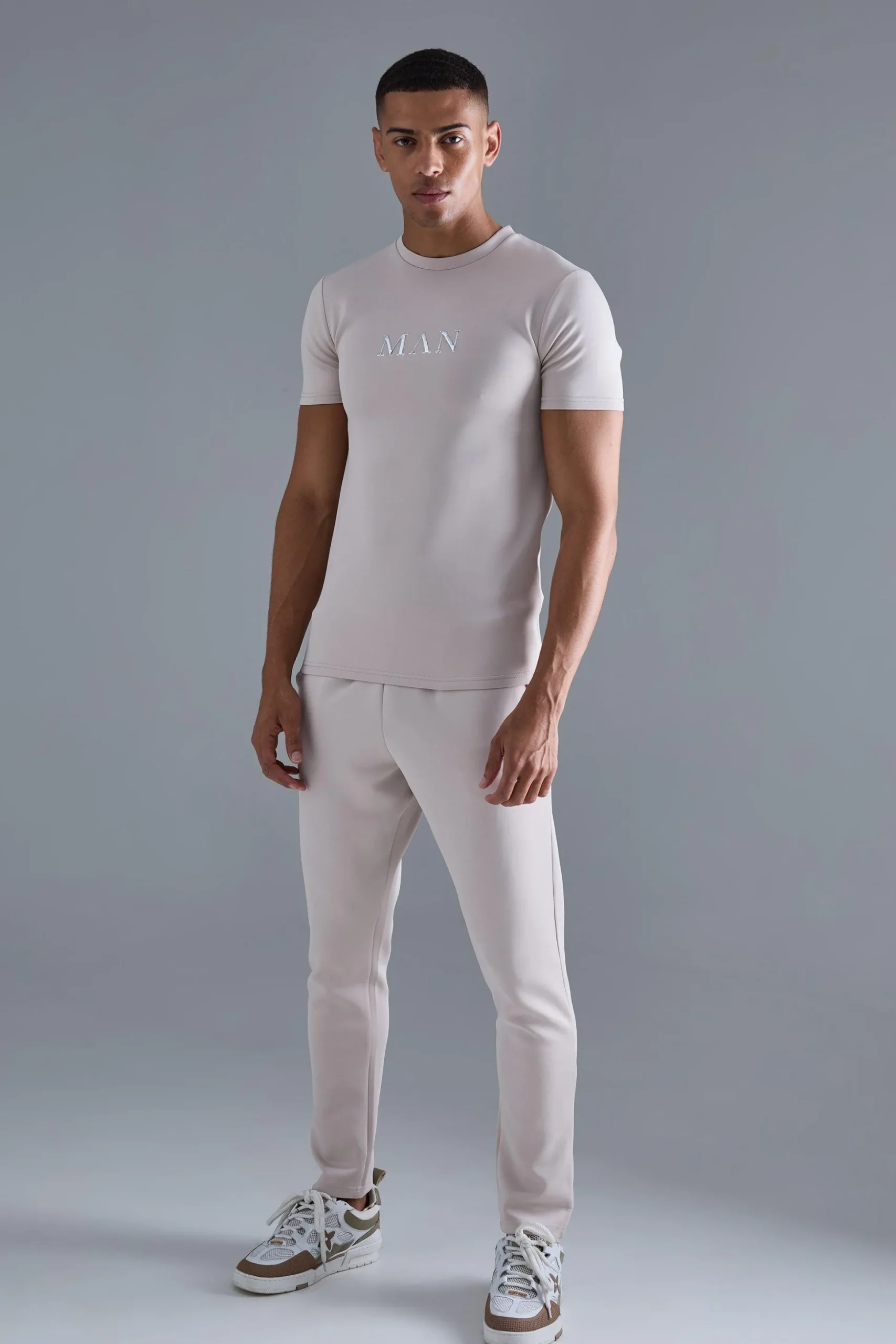 Slim Fit Scuba T-shirt & Jogger Set | BoohooMAN UK