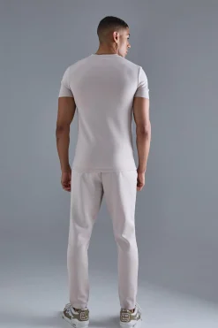Slim Fit Scuba T-shirt & Jogger Set | BoohooMAN UK