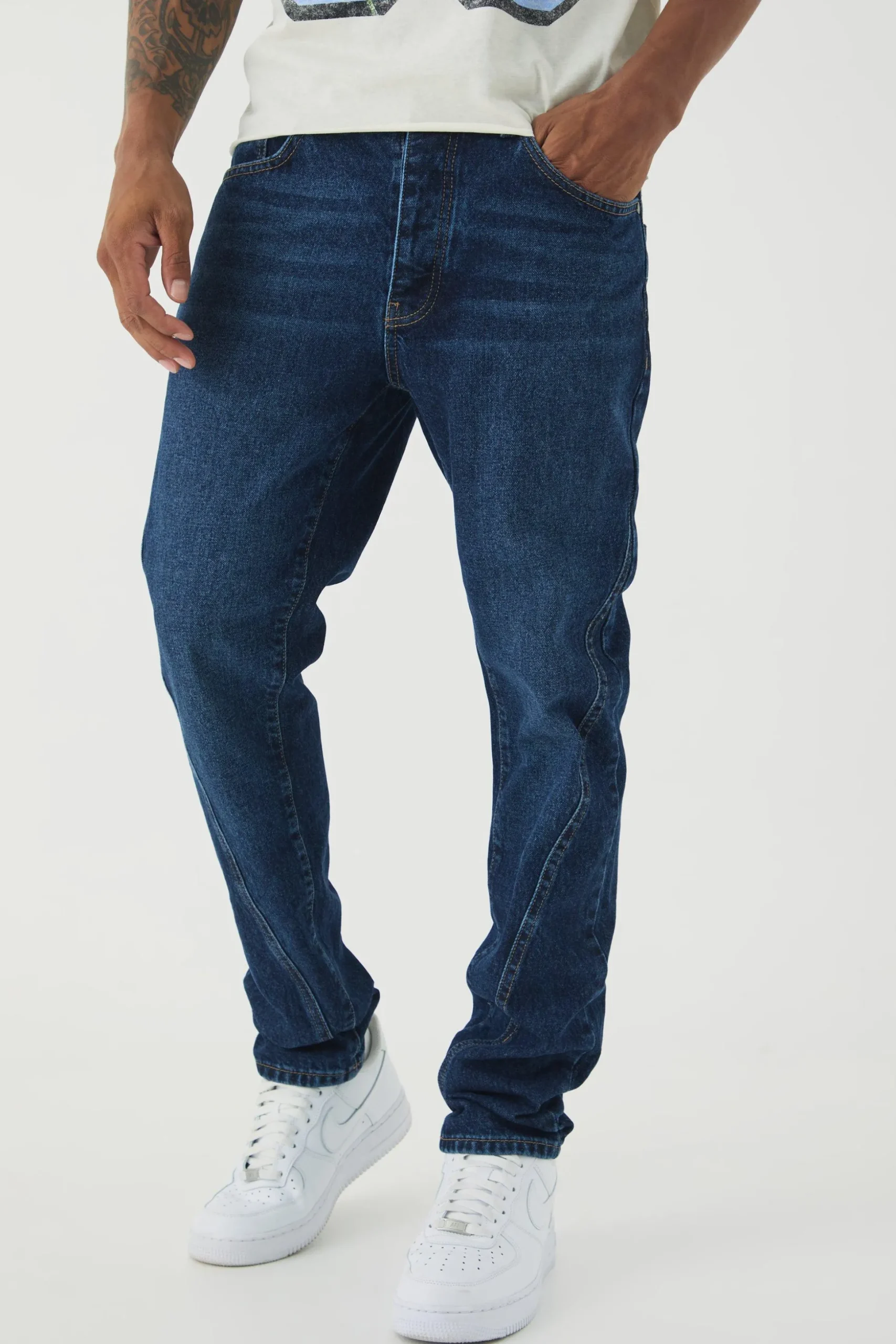 Slim Fit Seam Detail Jeans | BoohooMAN UK