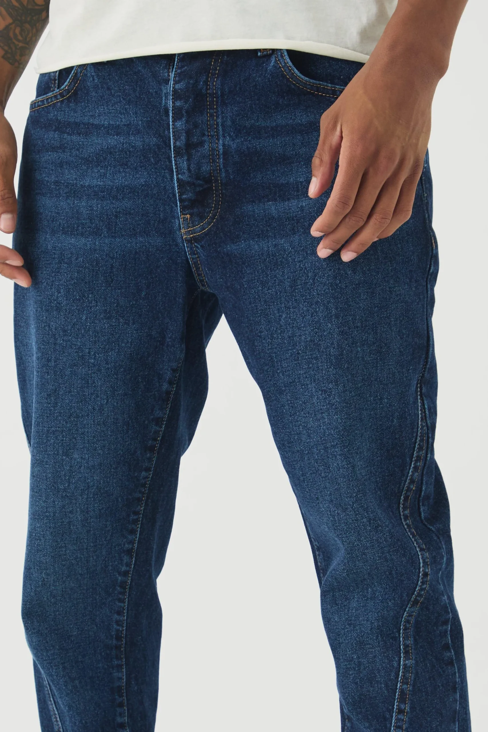 Slim Fit Seam Detail Jeans | BoohooMAN UK