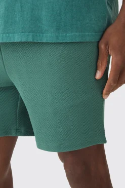 Slim Fit Short Length Herringbone Short | BoohooMAN UK