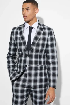 Slim Fit Single Breasted Check Suit Jacket | BoohooMAN UK