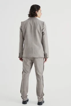 Slim Fit Smart Check Trousers With Distressing | BoohooMAN UK