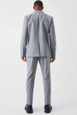 Slim Fit Trouser With Rhinestone Embellishment | BoohooMAN UK