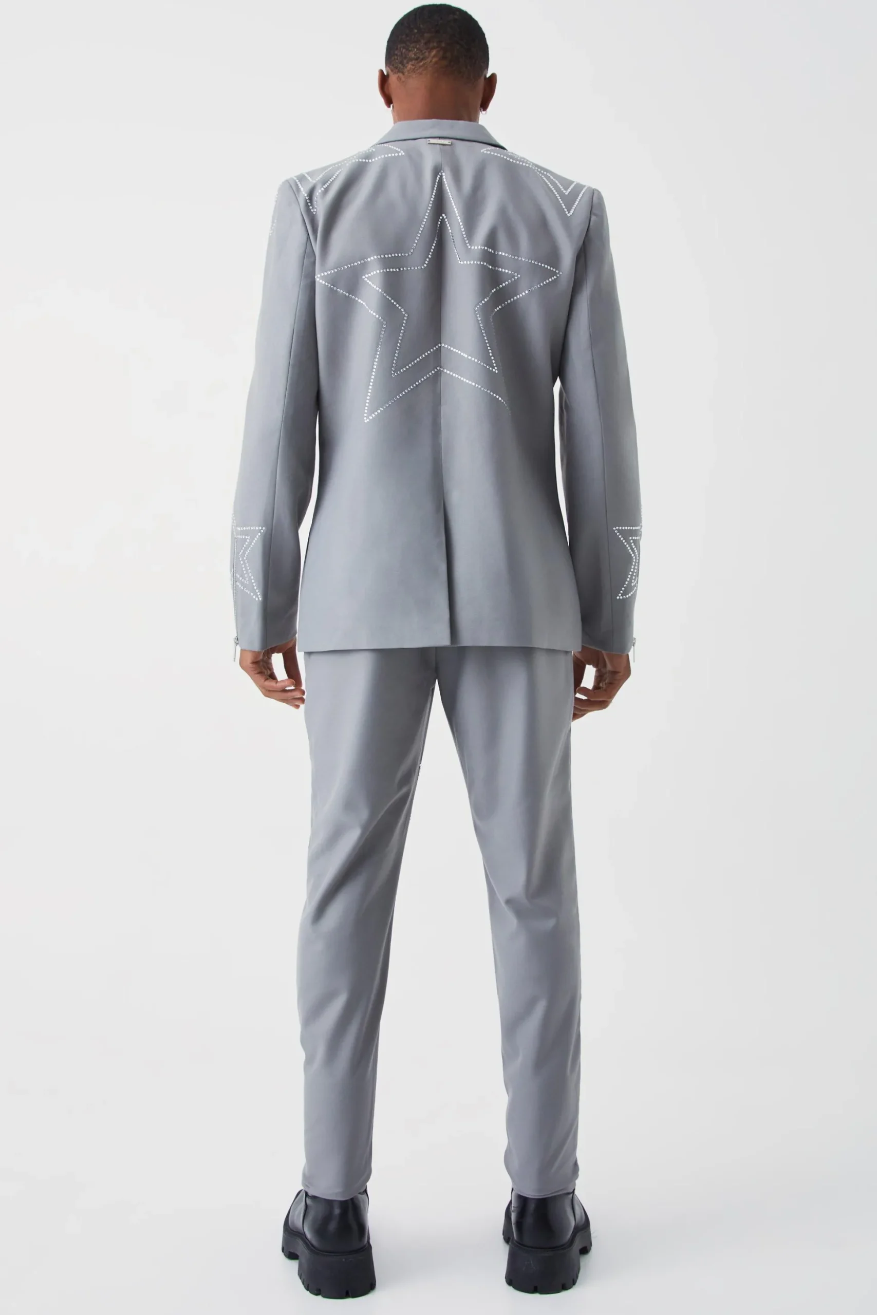 Slim Fit Trouser With Rhinestone Embellishment | BoohooMAN UK