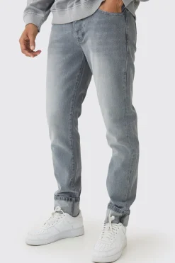 Slim Fit Turn Up Hem Jeans | BoohooMAN UK