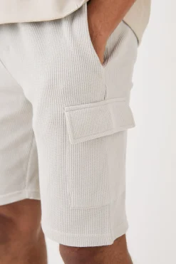 Slim Fit Waffle Cargo Short | BoohooMAN UK