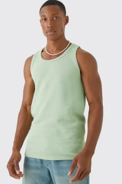Slim Fit Waffle Vest | BoohooMAN UK
