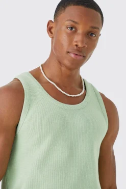 Slim Fit Waffle Vest | BoohooMAN UK