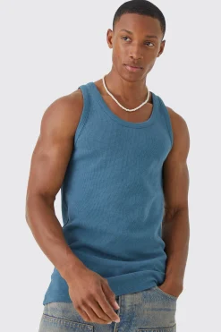 Slim Fit Waffle Vest | BoohooMAN UK