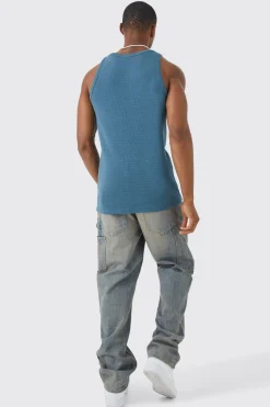 Slim Fit Waffle Vest | BoohooMAN UK