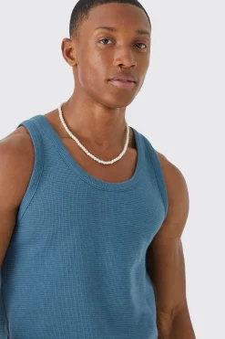 Slim Fit Waffle Vest | BoohooMAN UK