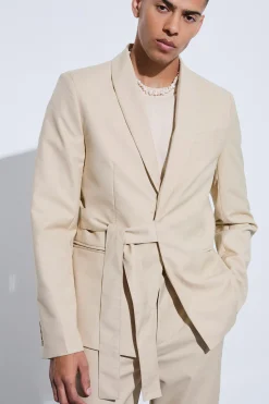 Slim Fit Wrap Tie Blazer | BoohooMAN UK