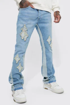 Slim Flare Applique Panel Jeans | BoohooMAN UK