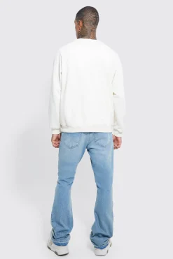Slim Flare Applique Panel Jeans | BoohooMAN UK