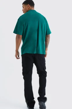 Slim Flare Camo Gusset Cargo Trouser | BoohooMAN UK