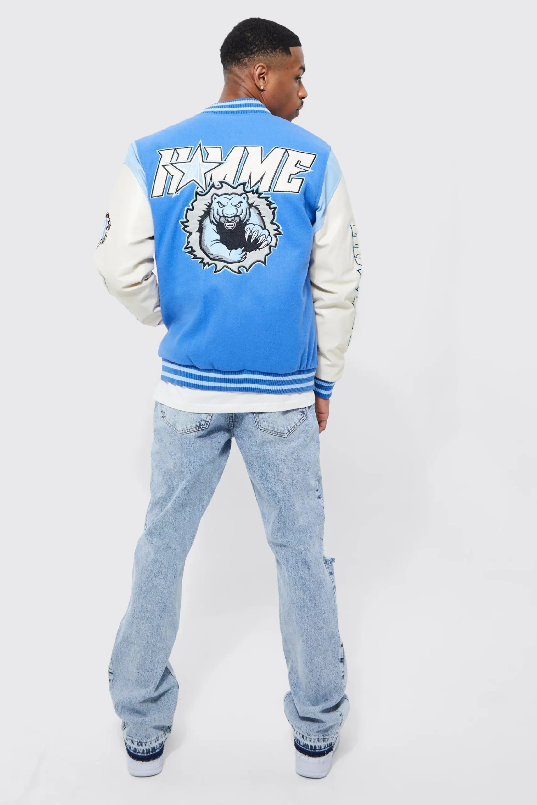 Slim Flare Distressed Gusset Panel Jeans | BoohooMAN UK