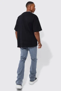 Slim Flare Distressed Panel Jeans | BoohooMAN UK