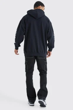 Slim Flare Gusset Contrast Stitch Cargo Trouser | BoohooMAN UK