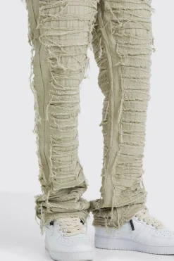 Slim Flare Heavily Distressed Trouser | BoohooMAN UK