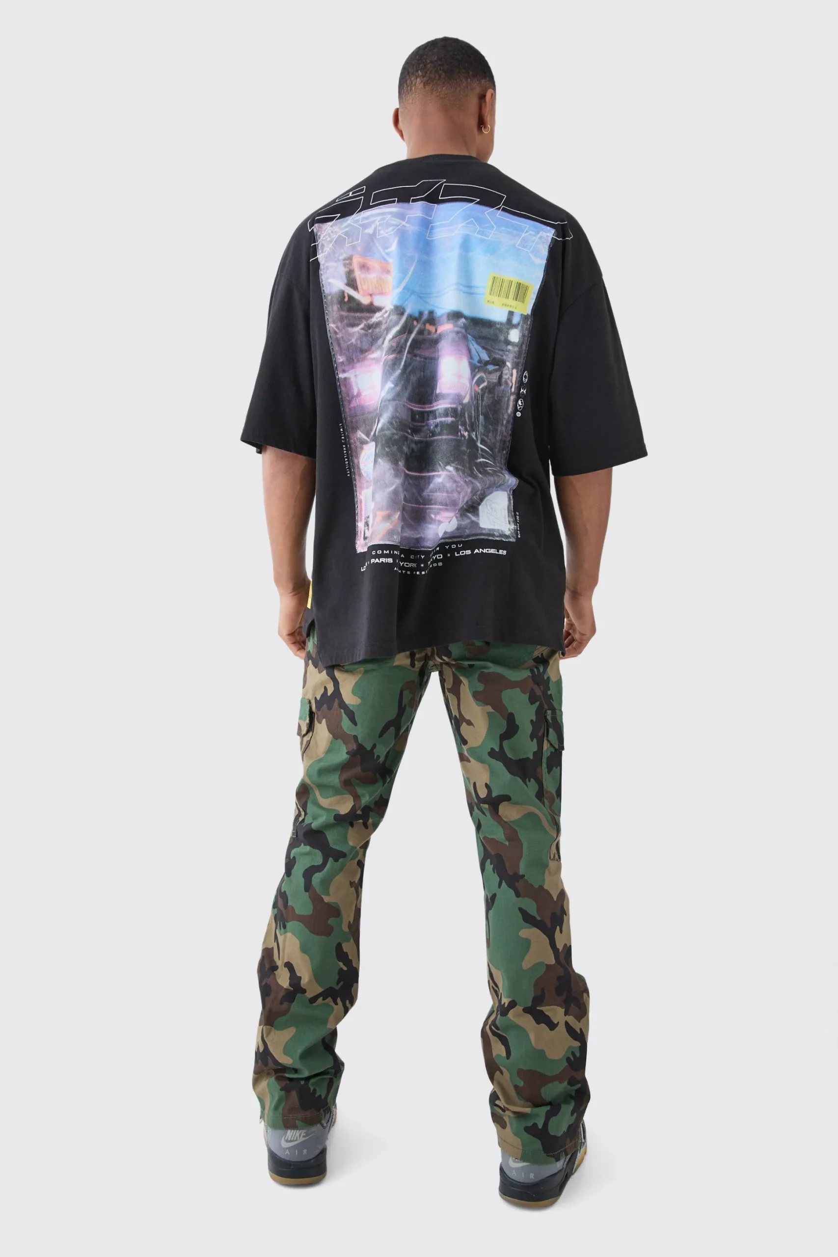 Slim Flare Ripstop Camo Cargo Trouser With Zip Gusset | BoohooMAN UK