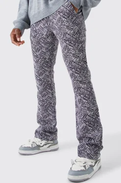 Slim Flare Tapestry Trouser | BoohooMAN UK