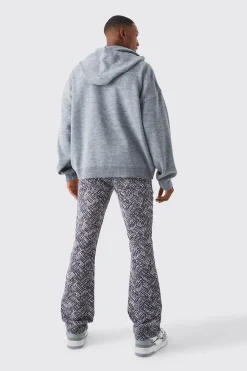 Slim Flare Tapestry Trouser | BoohooMAN UK