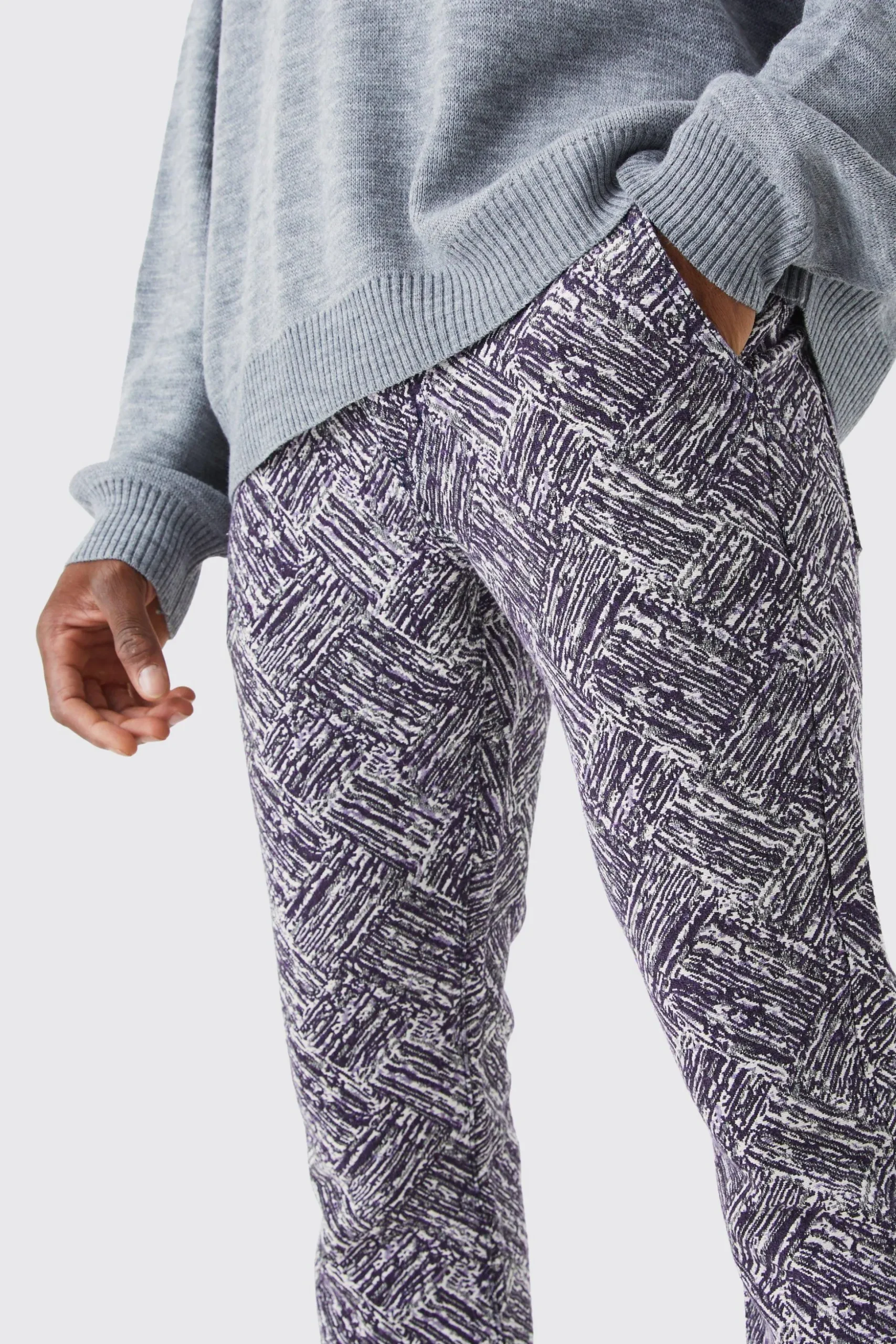 Slim Flare Tapestry Trouser | BoohooMAN UK