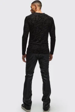 Slim Flared Pu Trousers | BoohooMAN UK