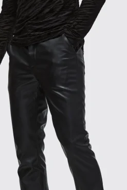 Slim Flared Pu Trousers | BoohooMAN UK