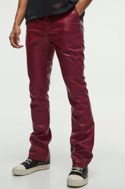 Slim Flared Pu Trousers | BoohooMAN UK