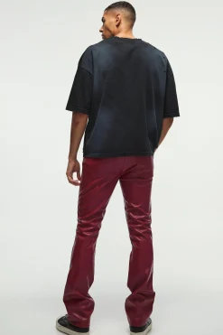 Slim Flared Pu Trousers | BoohooMAN UK