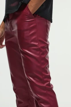 Slim Flared Pu Trousers | BoohooMAN UK