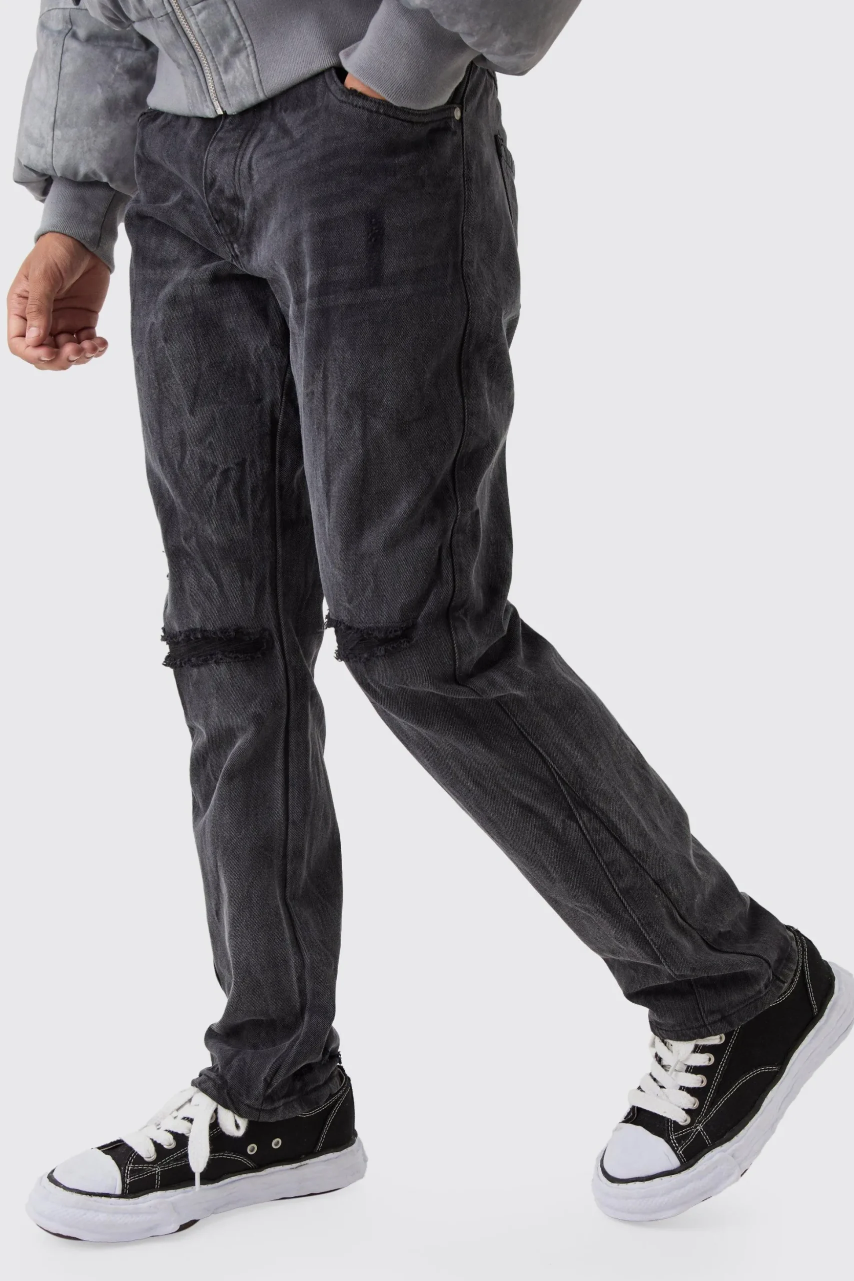 Slim Flared Ripped Jeans | BoohooMAN UK