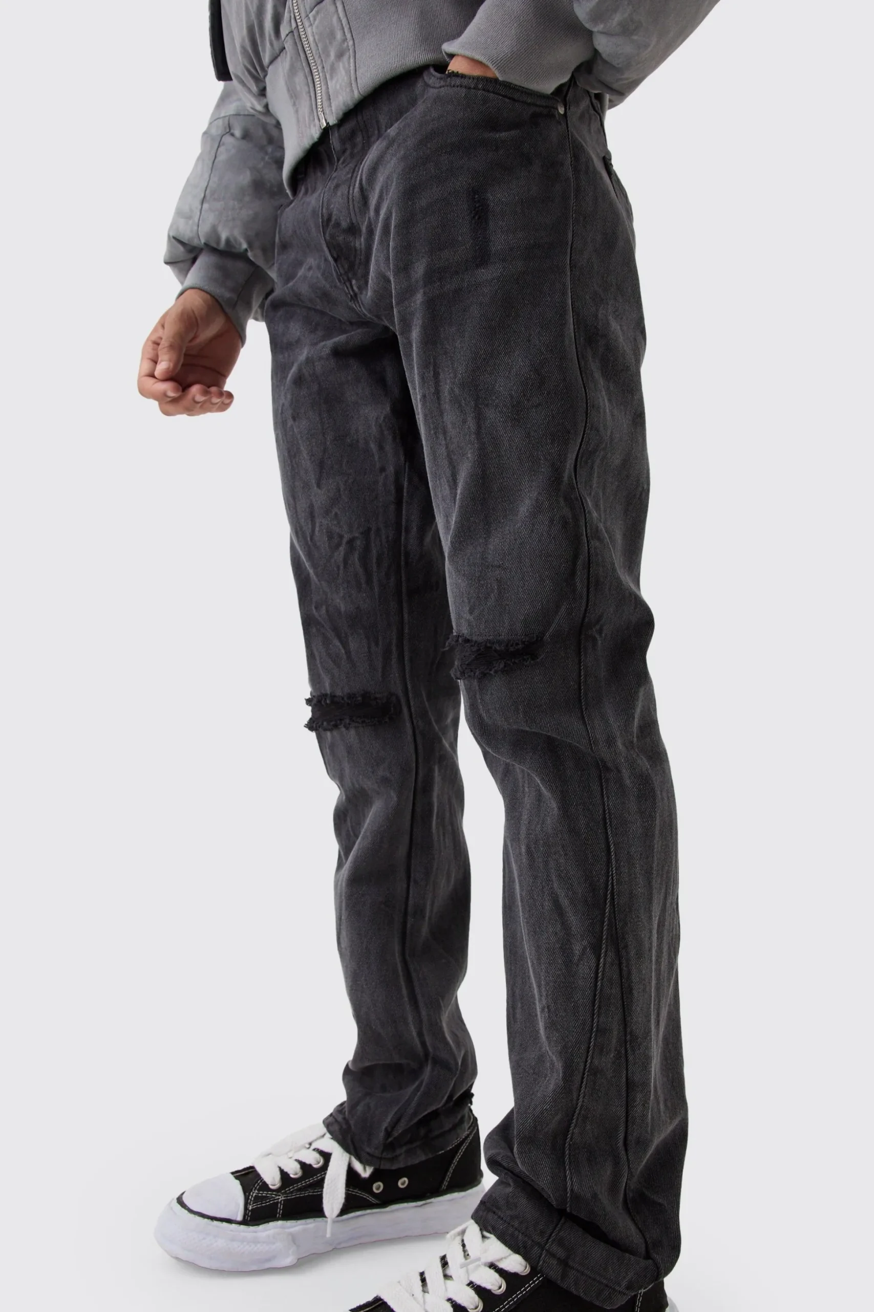 Slim Flared Ripped Jeans | BoohooMAN UK