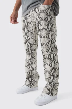 Slim Flared Snake Print Jeans | BoohooMAN UK