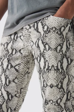 Slim Flared Snake Print Jeans | BoohooMAN UK