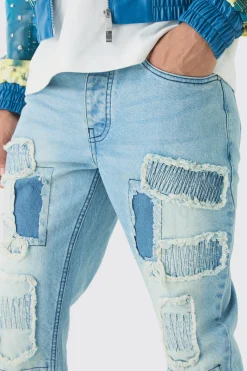Slim Flared Stacked Rip & Repair Stitch Jeans | BoohooMAN UK