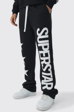 Slim Flared Stacked Superstar Puff Printed Joggers | BoohooMAN UK