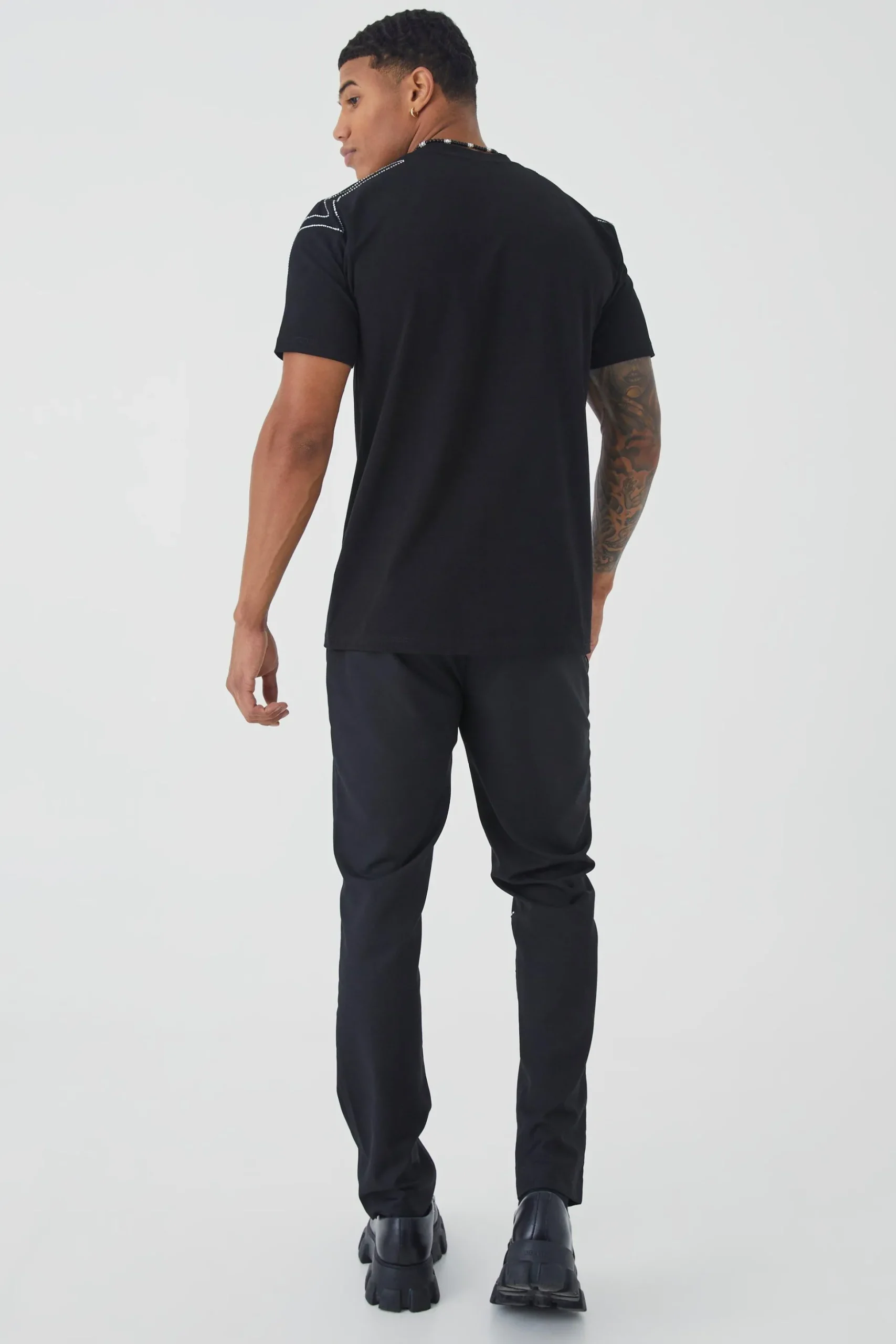 Slim Heavyweight Rhinestone Star T-shirt | BoohooMAN UK