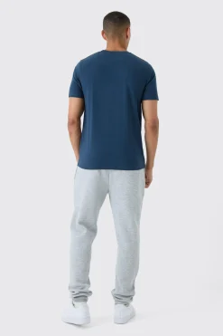 Slim Homme Script Colour Block T-shirt | BoohooMAN UK