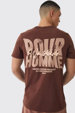 Slim Homme Worldwide Back Print T-Shirt | BoohooMAN UK