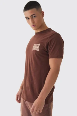 Slim Homme Worldwide Back Print T-Shirt | BoohooMAN UK
