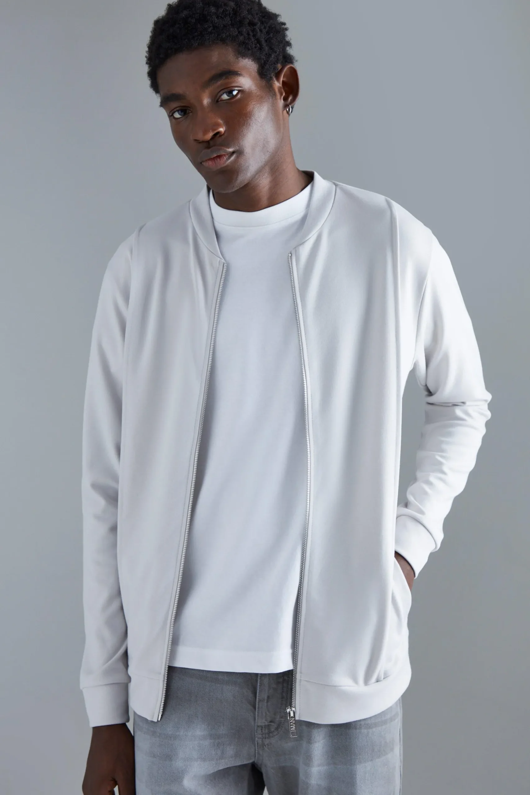 Slim Interlock Bomber Jacket | BoohooMAN UK