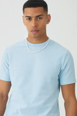 Slim Jacquard Stripe T-shirt & Short Set | BoohooMAN UK