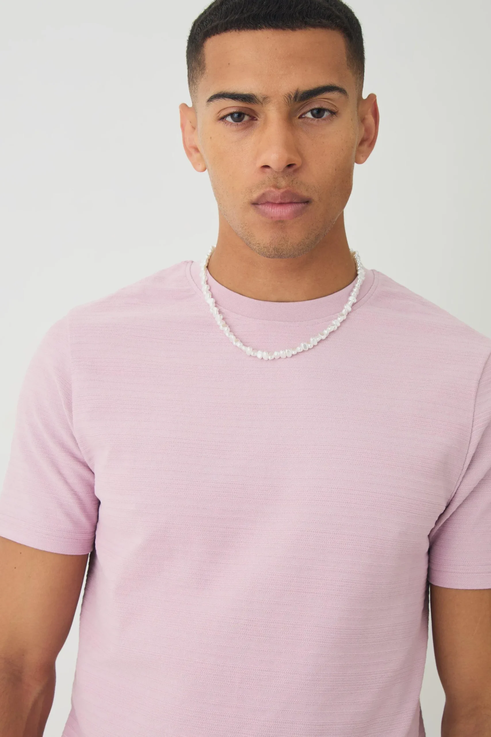 Slim Jacquard Stripe T-shirt & Short Set | BoohooMAN UK